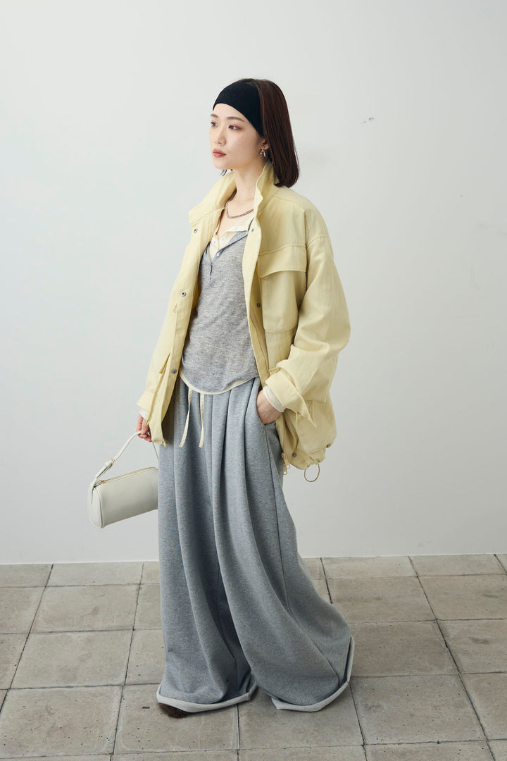 [予約/SET]シアーテレコヘンリーネックPO+ダブルウエストスウェットパンツ+ナイロンツイルミリタリーブルゾン(3set)