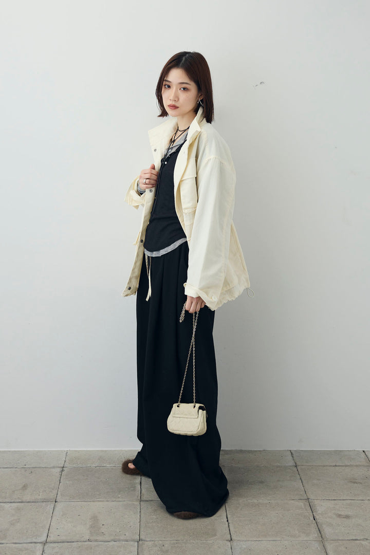 [予約/SET]ダブルウエストスウェットパンツ+ナイロンツイルミリタリーブルゾン(2set)