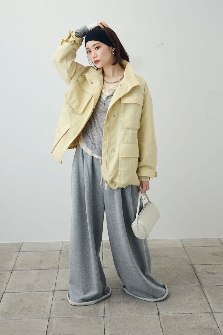 [予約/SET]ダブルウエストスウェットパンツ+ナイロンツイルミリタリーブルゾン(2set)