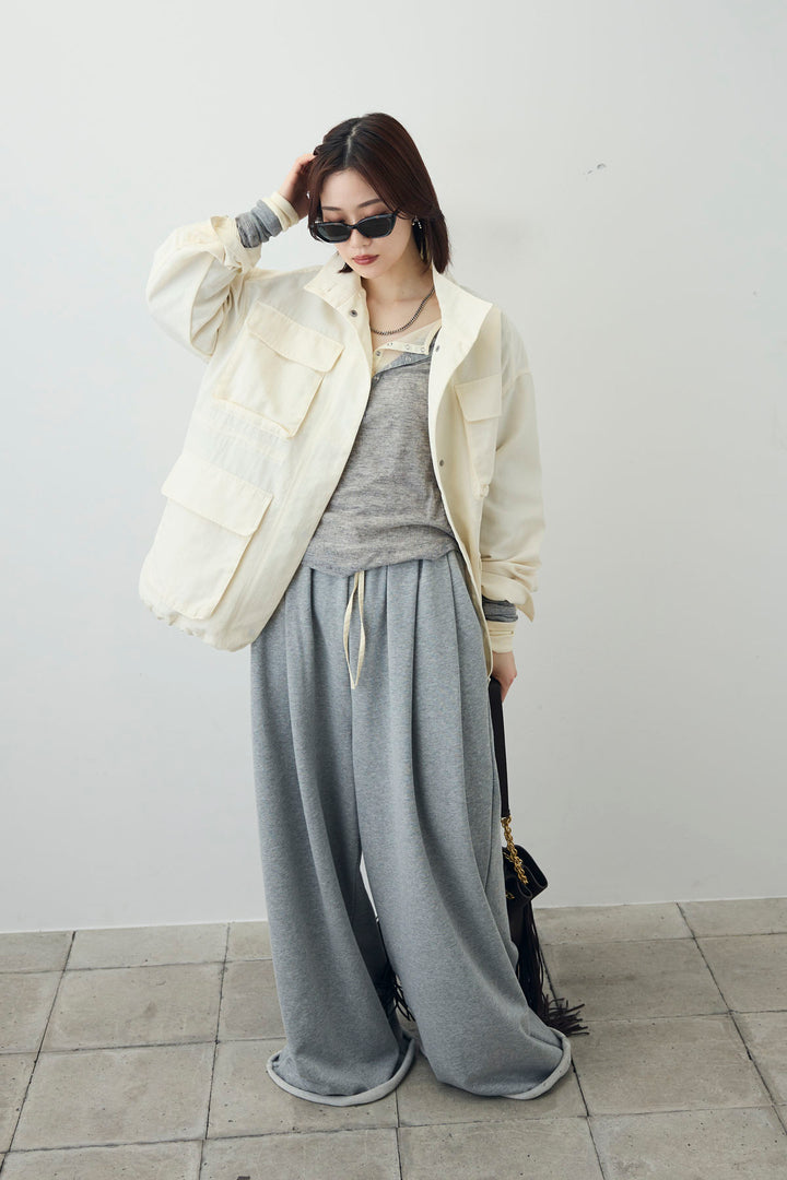 [予約/SET]シアーテレコヘンリーネックPO+ダブルウエストスウェットパンツ+ナイロンツイルミリタリーブルゾン(3set)