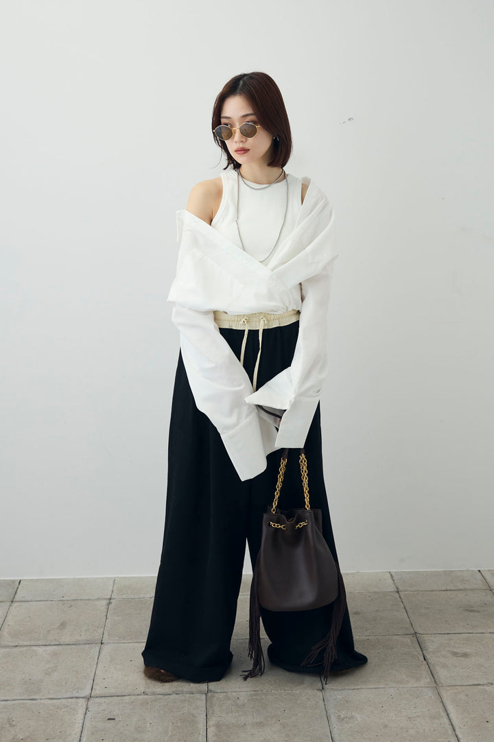 [予約/SET]ビッグカフスオーバーサイズシャツ+ダブルウエストスウェットパンツ(2set)