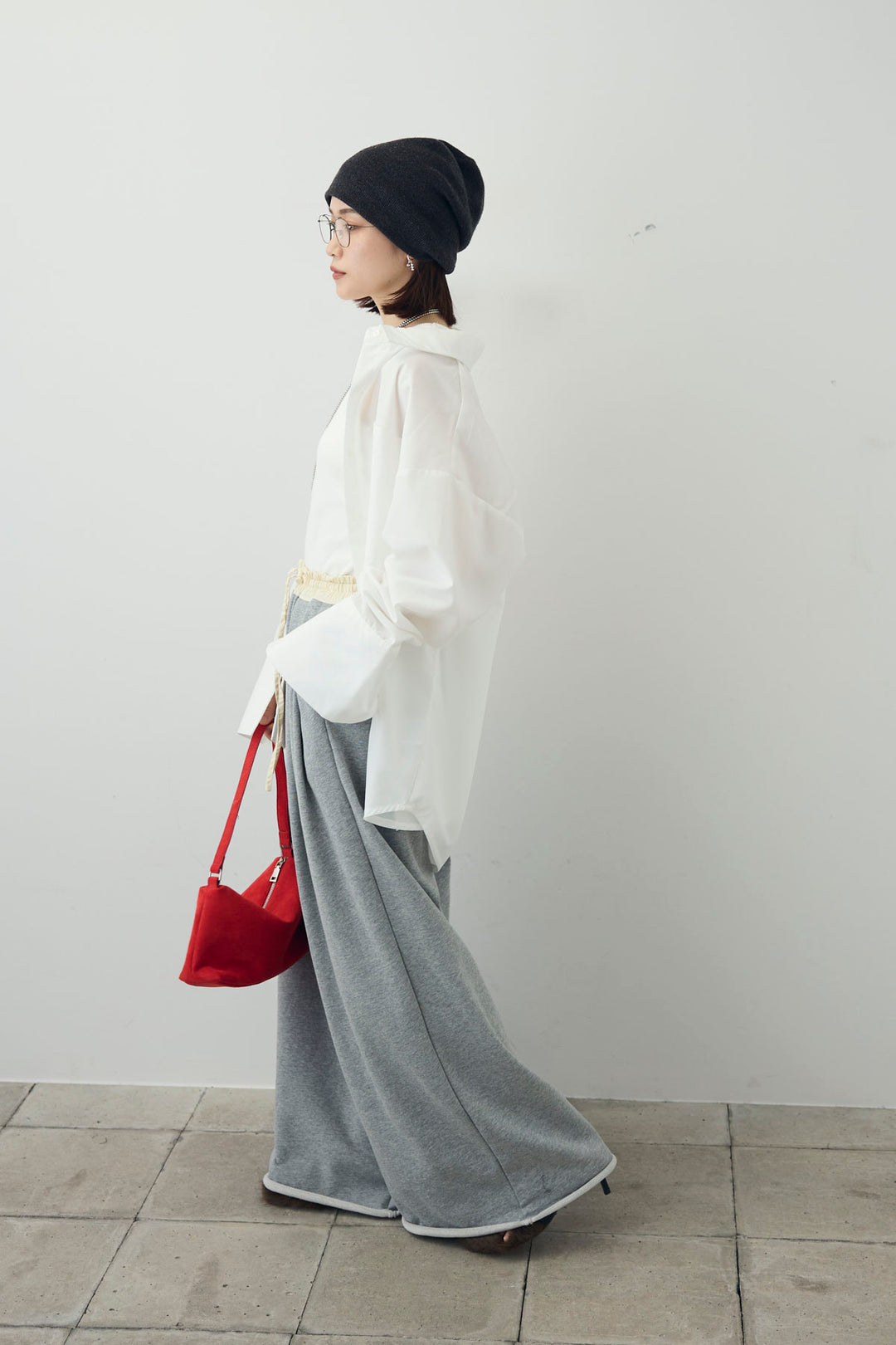 [予約/SET]ビッグカフスオーバーサイズシャツ+ダブルウエストスウェットパンツ(2set)