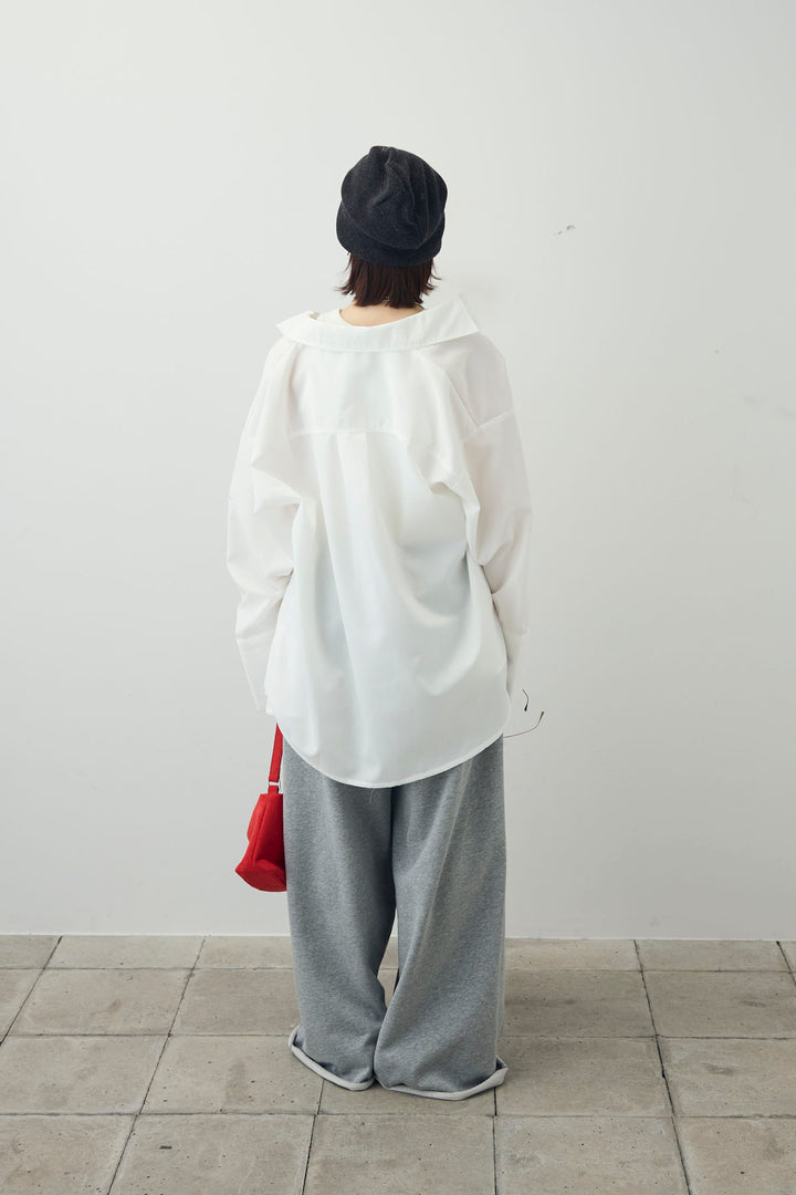 [予約/SET]ビッグカフスオーバーサイズシャツ+ダブルウエストスウェットパンツ(2set)