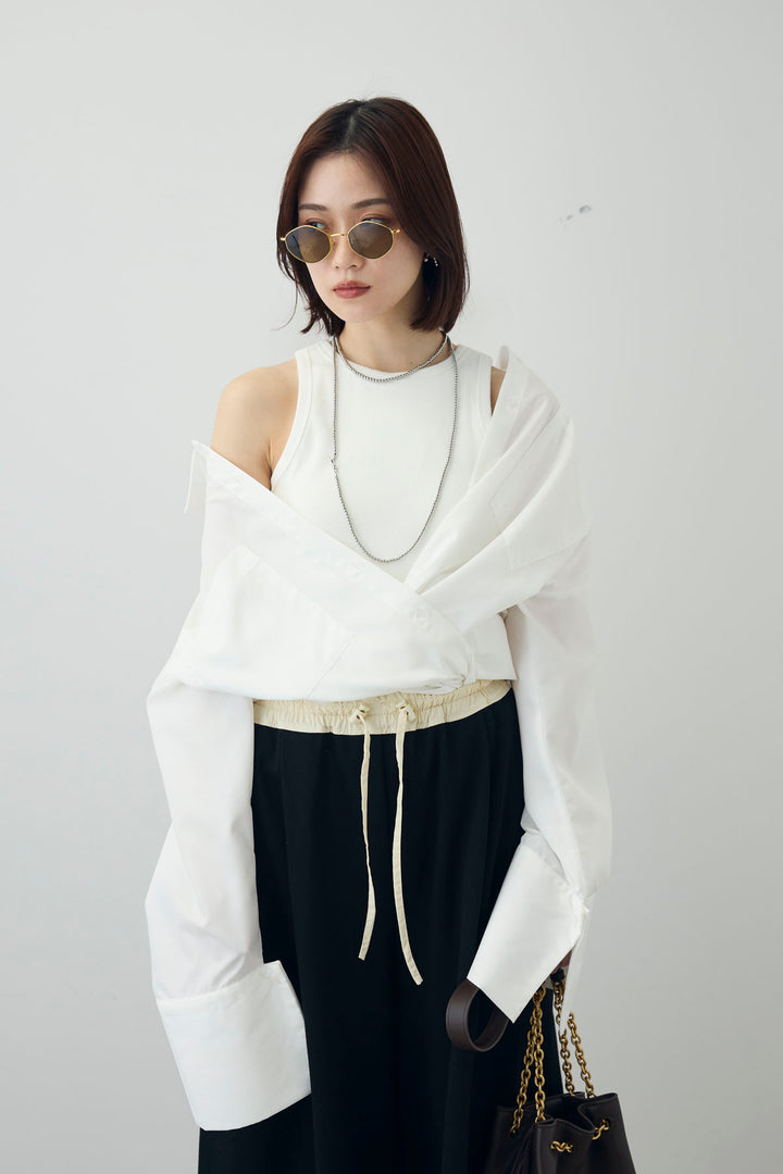 [予約/SET]カップ付きアメスリタンク+ビッグカフスオーバーサイズシャツ(2set)