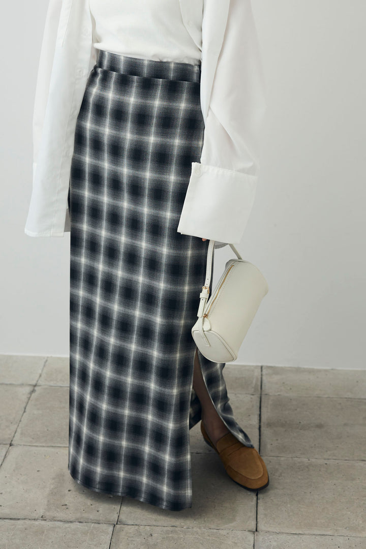 [予約/SET]カップ付きアメスリタンク+ビッグカフスオーバーサイズシャツ+チェックストレートスカート(3set)