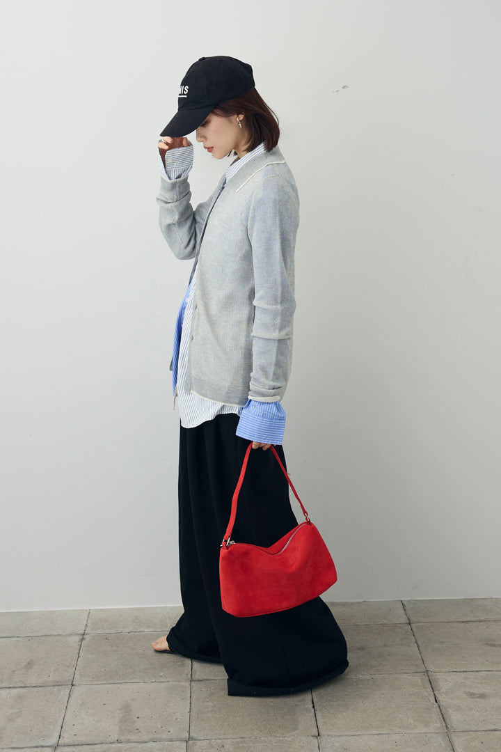 [予約/SET]リネンタッチポロニットカーデ+ダブルウエストスウェットパンツ(2set)