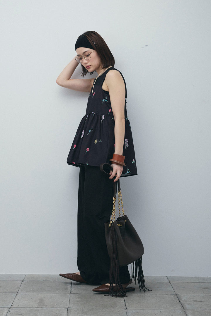 [予約/SET]フラワープリントキャミ+アメリカンスリーブオールインワン(2set)