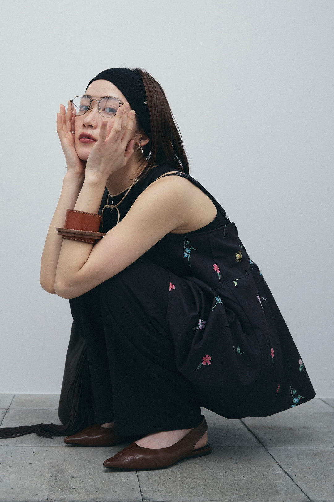 [予約/SET]フラワープリントキャミ+アメリカンスリーブオールインワン(2set)