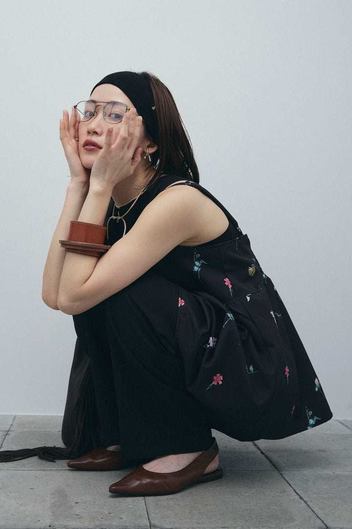 [予約/SET]フラワープリントキャミ+アメリカンスリーブオールインワン(2set)