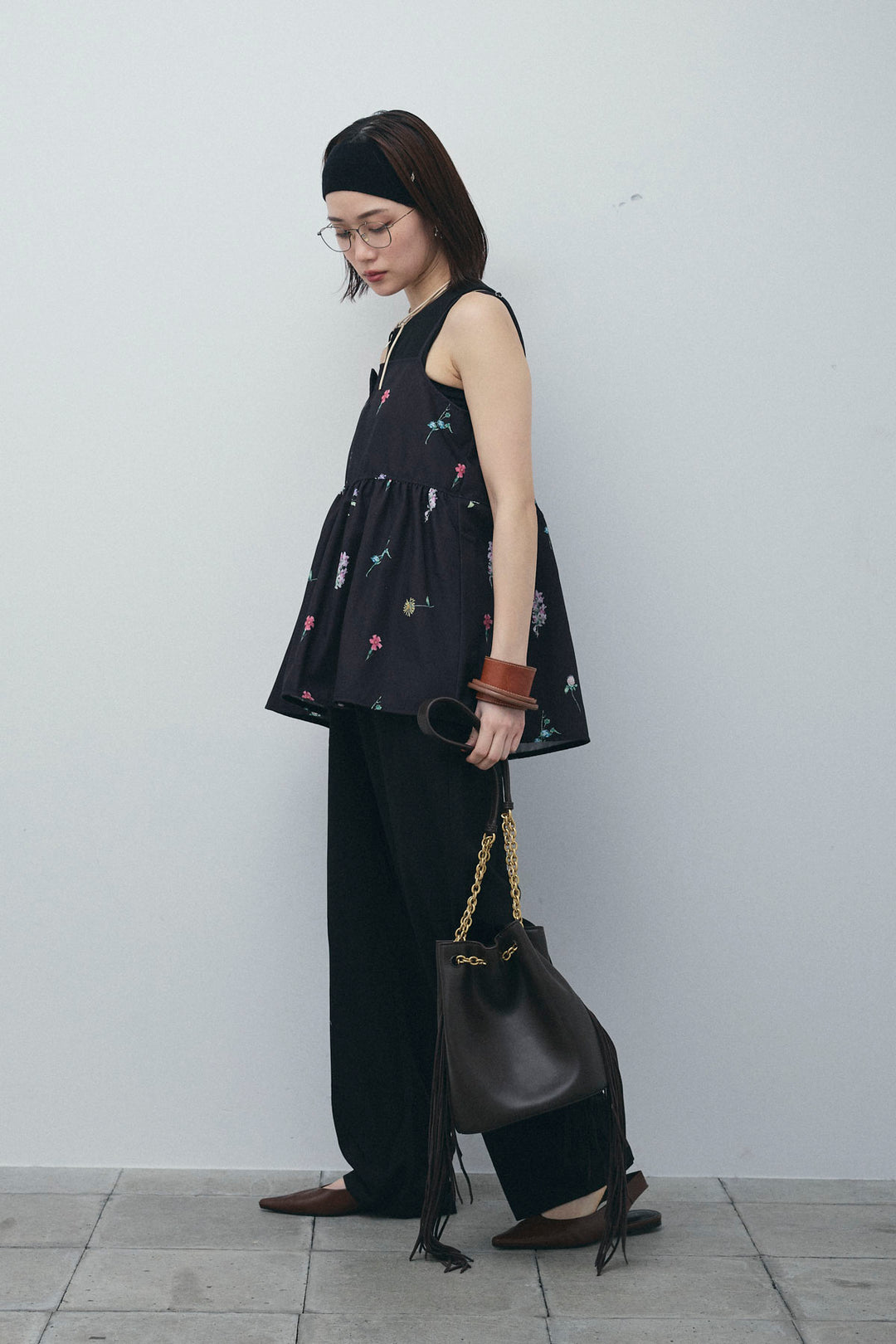 [予約/SET]フラワープリントキャミ+アメリカンスリーブオールインワン(2set)