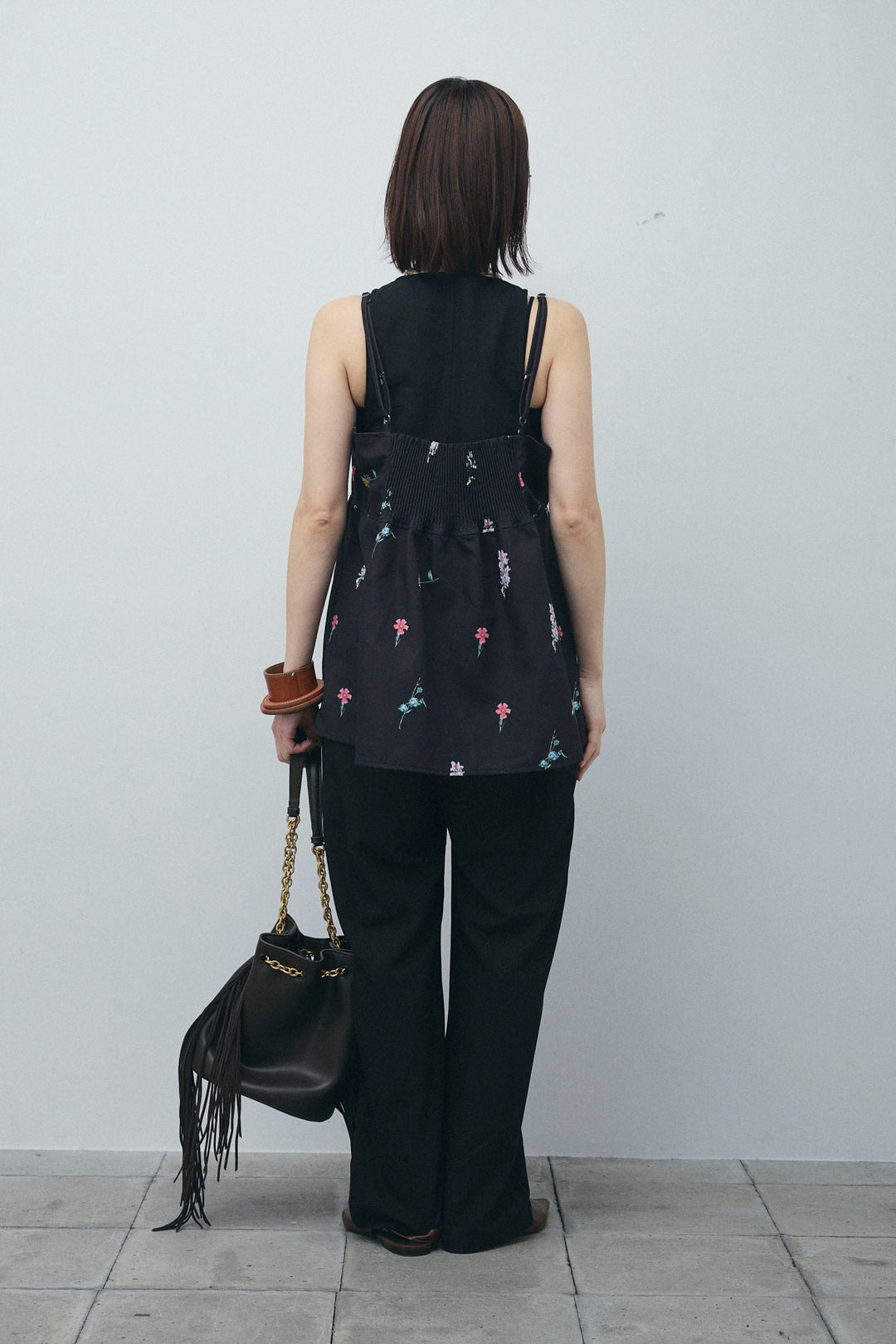 [予約/SET]フラワープリントキャミ+アメリカンスリーブオールインワン(2set)