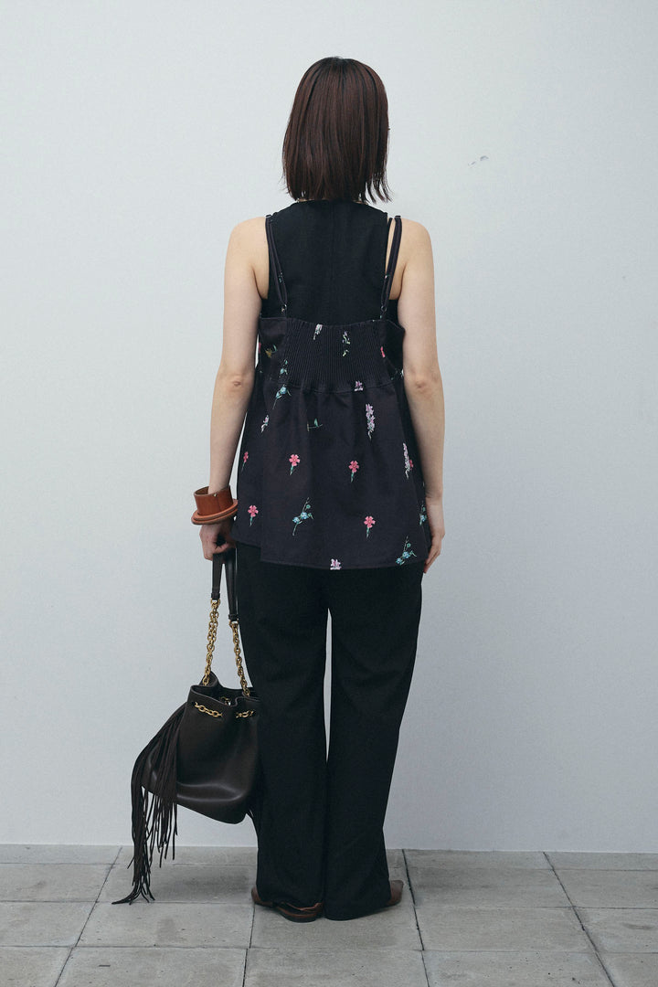 [予約/SET]フラワープリントキャミ+アメリカンスリーブオールインワン(2set)