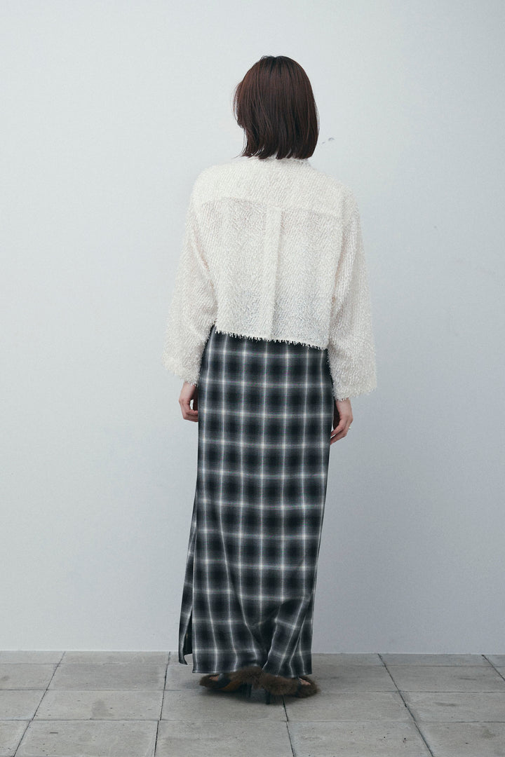 [予約/SET]フェザークロップドシャツ+チェックストレートスカート(2set)