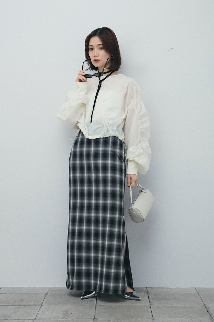 [予約/SET]シャーリングボリュームシアーPO+チェックストレートスカート(2set)