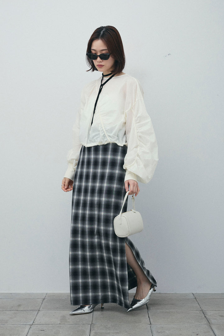 [予約/SET]シャーリングボリュームシアーPO+チェックストレートスカート(2set)