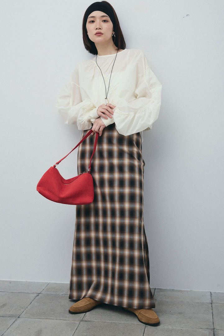 [予約/SET]シャーリングボリュームシアーPO+チェックストレートスカート(2set)