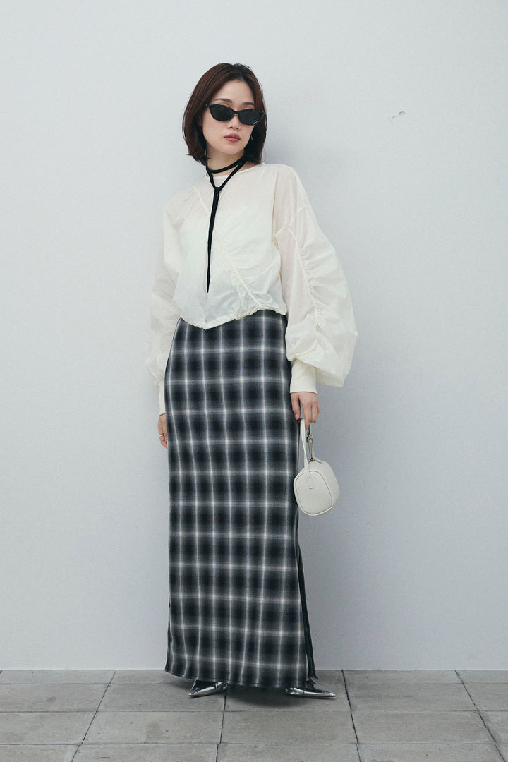 [予約/SET]シャーリングボリュームシアーPO+チェックストレートスカート(2set)