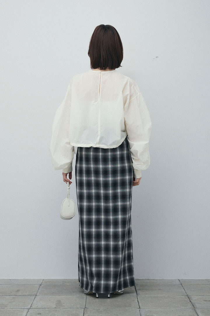 [予約/SET]シャーリングボリュームシアーPO+チェックストレートスカート(2set)
