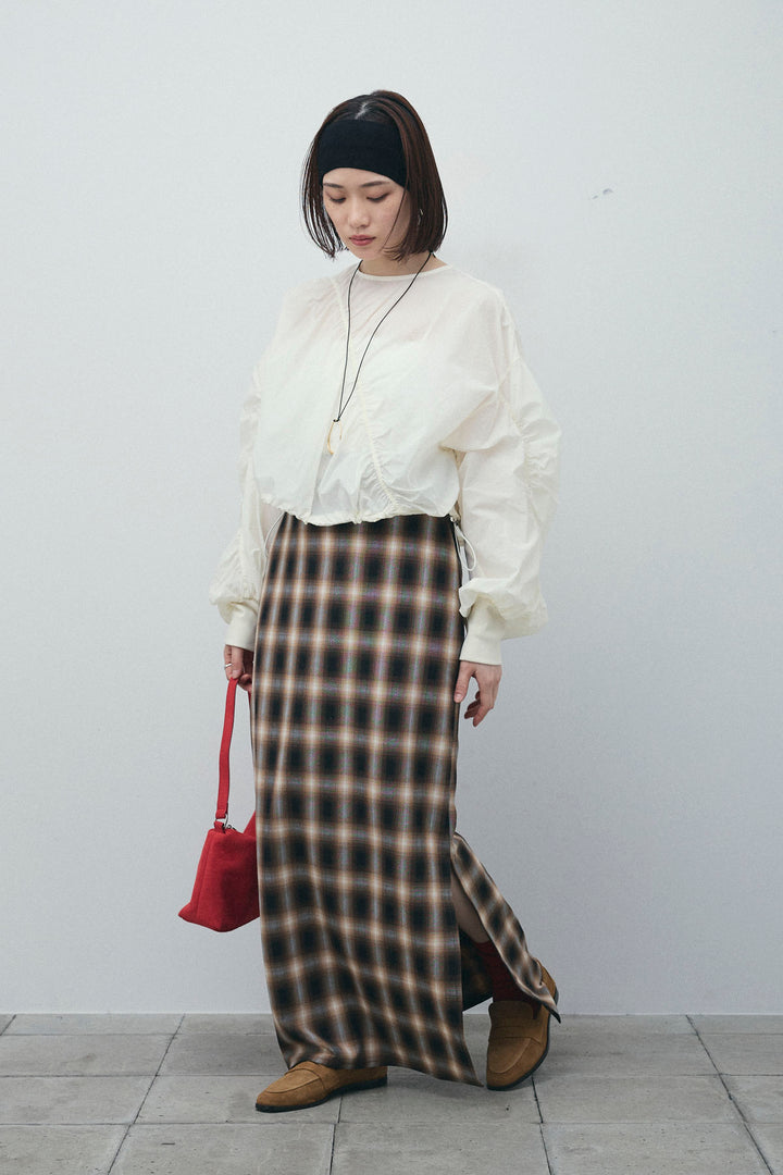 [予約/SET]シャーリングボリュームシアーPO+チェックストレートスカート(2set)