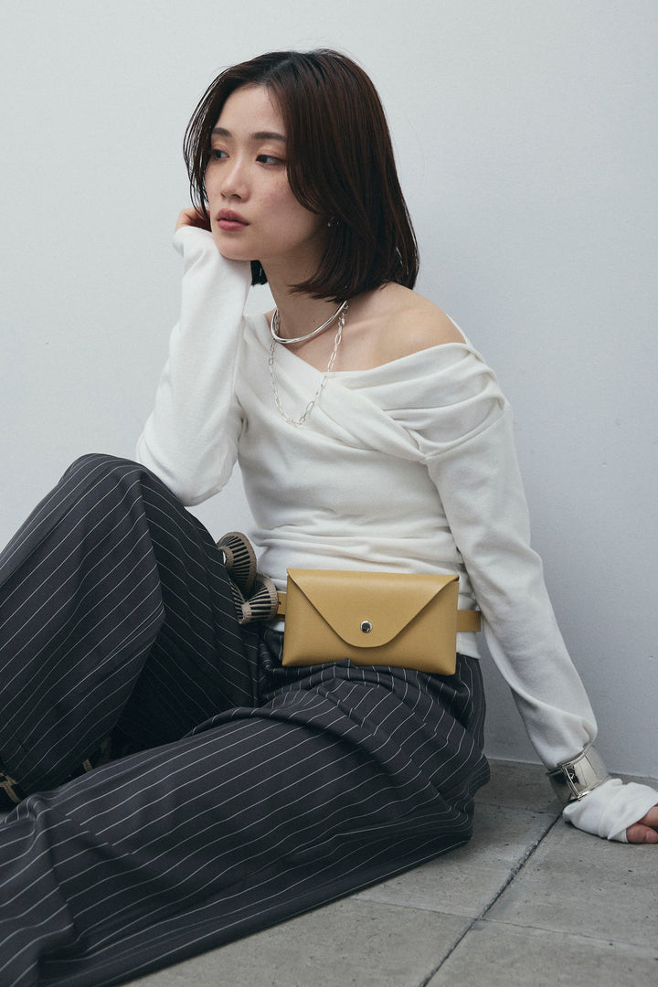 [予約/SET]オフショルプルオーバー+ダブルウエストピンストライプパンツ(2set)