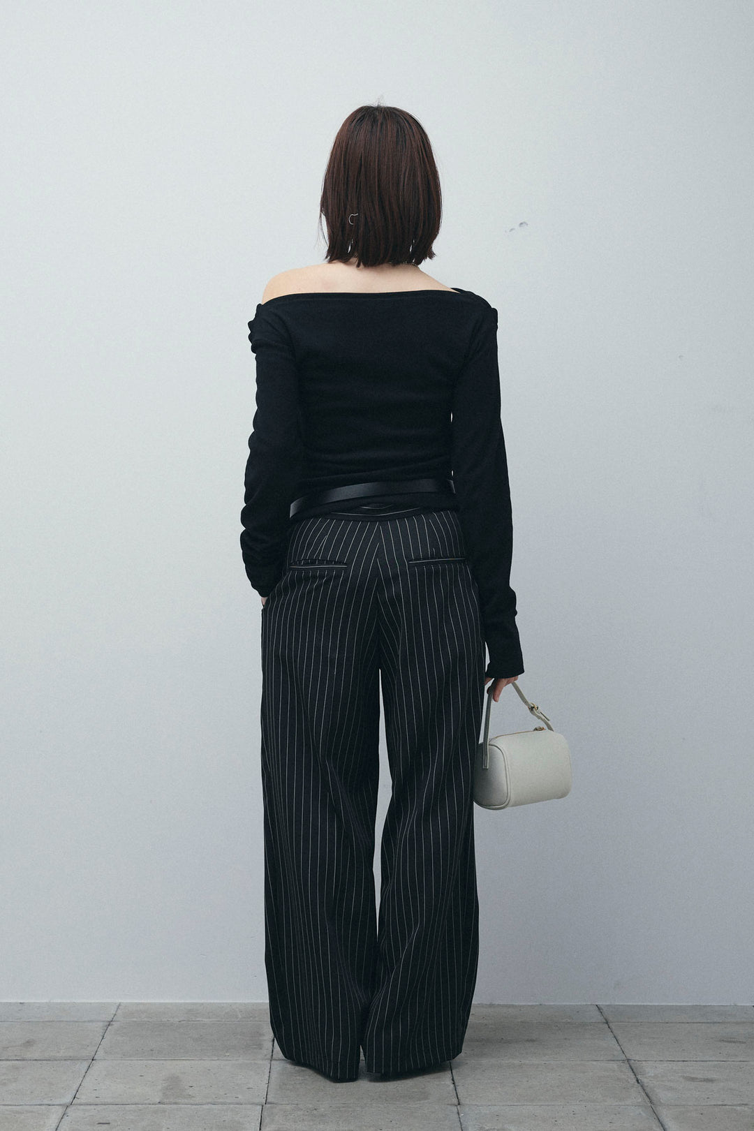 [予約/SET]オフショルプルオーバー+ダブルウエストピンストライプパンツ(2set)