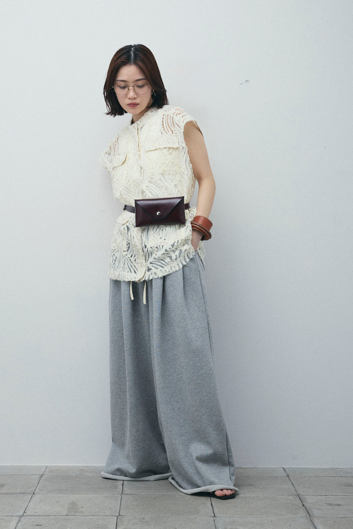 [予約/SET]テープ刺繍ジレベスト+ダブルウエストスウェットパンツ(2set)