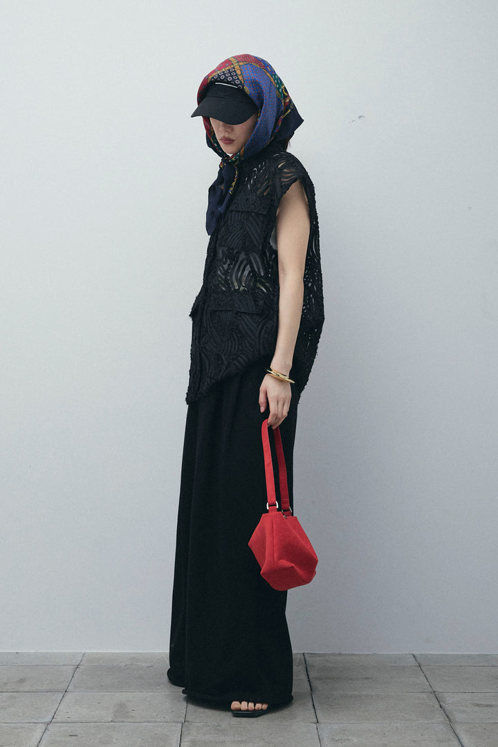 [予約/SET]テープ刺繍ジレベスト+ダブルウエストスウェットパンツ(2set)