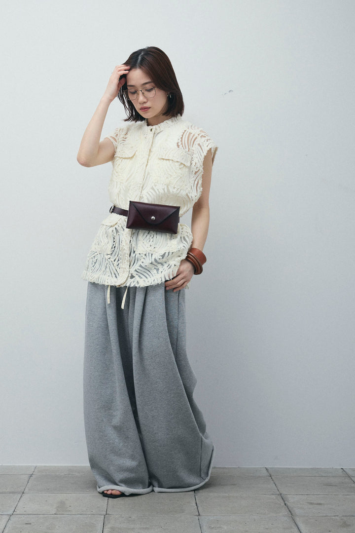 [予約/SET]テープ刺繍ジレベスト+ダブルウエストスウェットパンツ(2set)