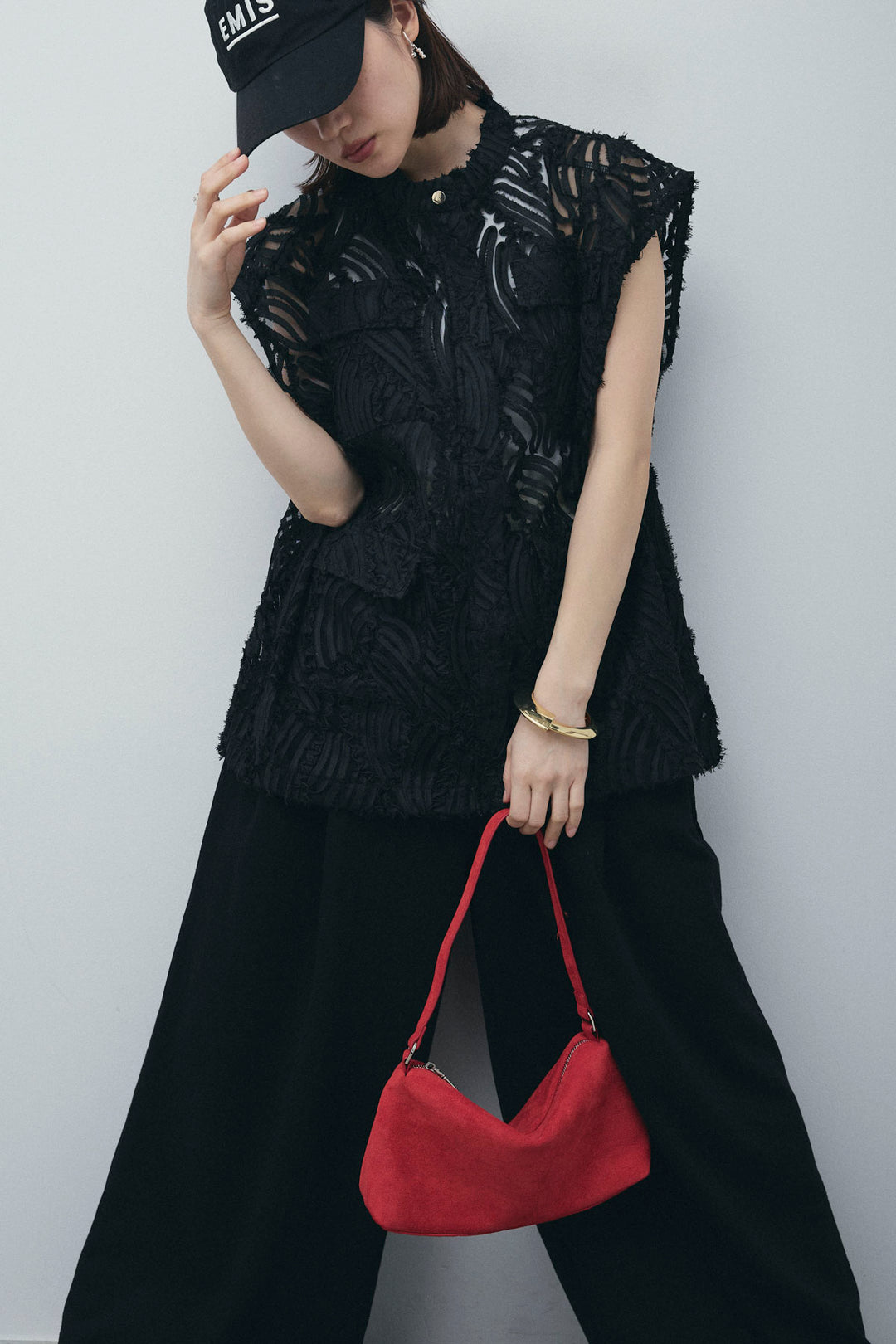 [予約/SET]テープ刺繍ジレベスト+ダブルウエストスウェットパンツ(2set)