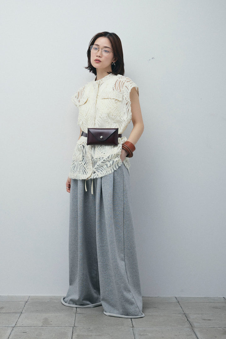 [予約/SET]テープ刺繍ジレベスト+ダブルウエストスウェットパンツ(2set)