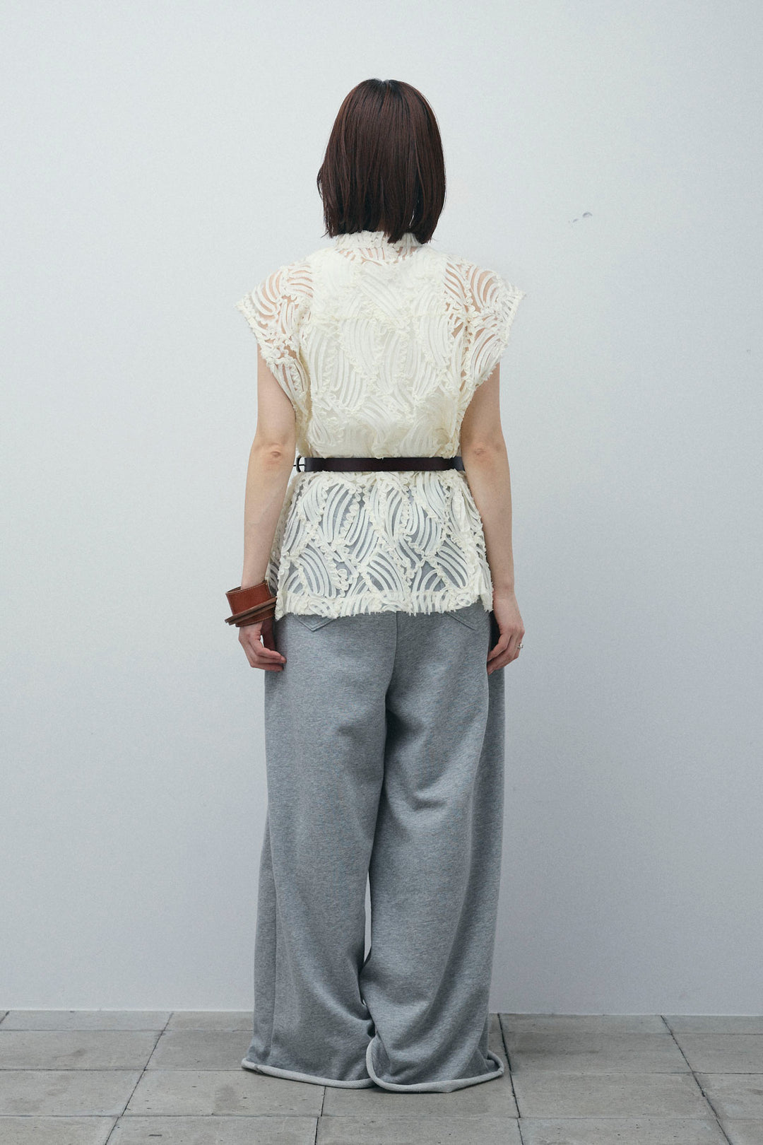 [予約/SET]テープ刺繍ジレベスト+ダブルウエストスウェットパンツ(2set)