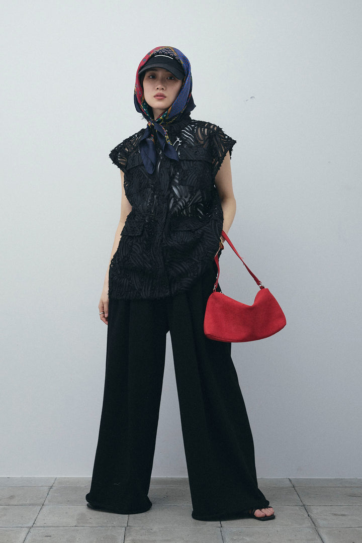 [予約/SET]テープ刺繍ジレベスト+ダブルウエストスウェットパンツ(2set)