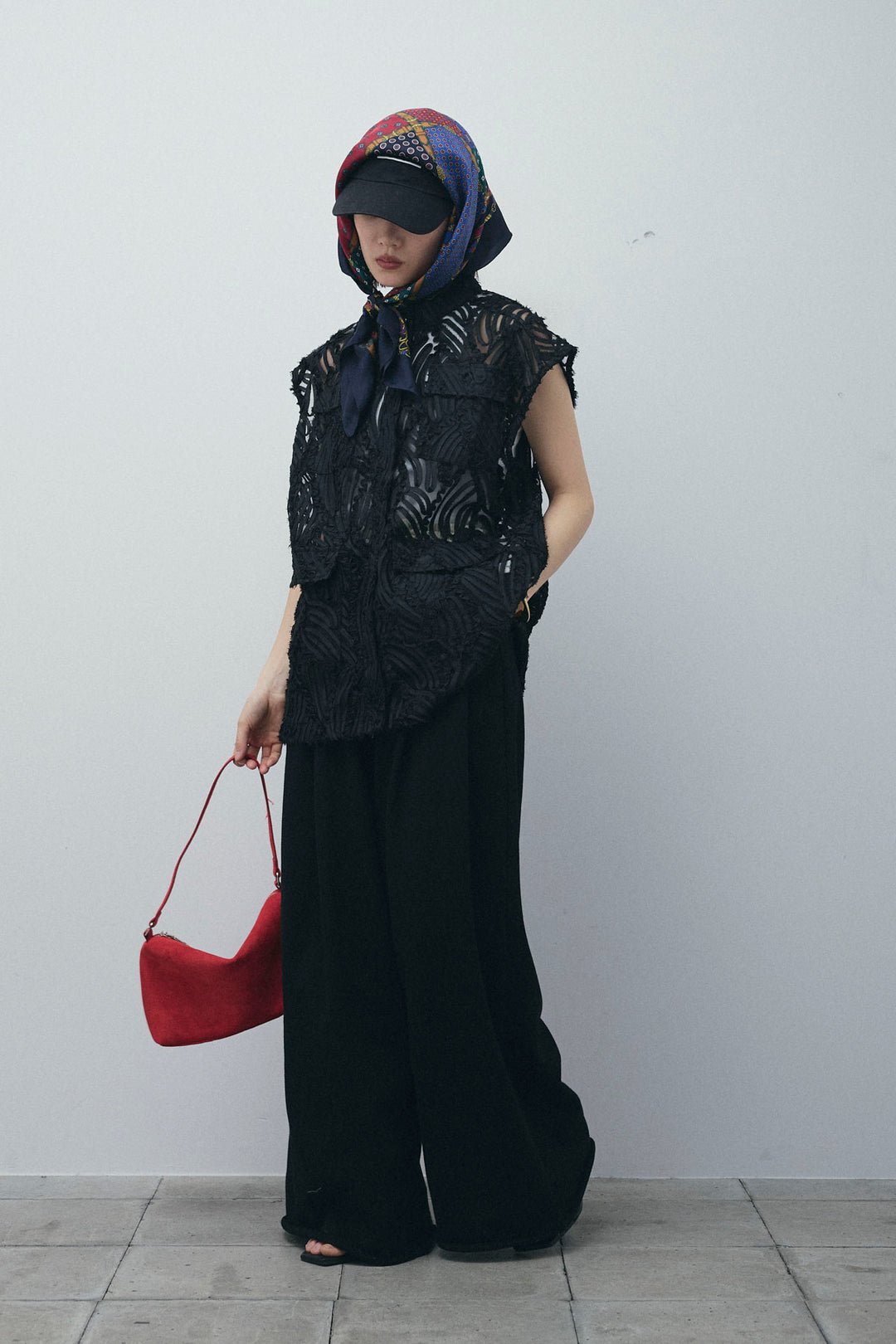 [予約/SET]テープ刺繍ジレベスト+ダブルウエストスウェットパンツ(2set)