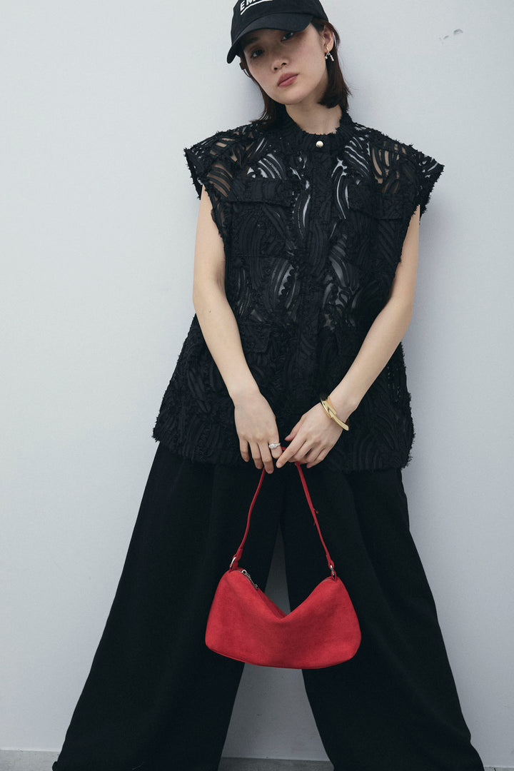 [予約/SET]テープ刺繍ジレベスト+ダブルウエストスウェットパンツ(2set)