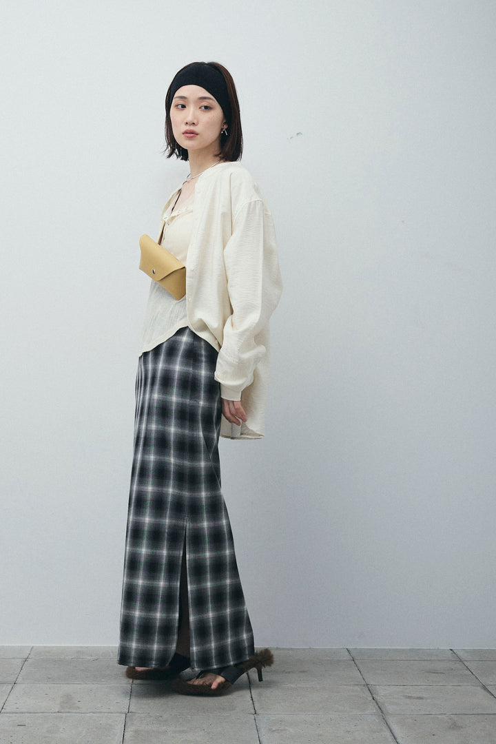 [予約/SET]シアーテレコヘンリーネックPO+ビンテージクロスシャツ+チェックストレートスカート(3set)