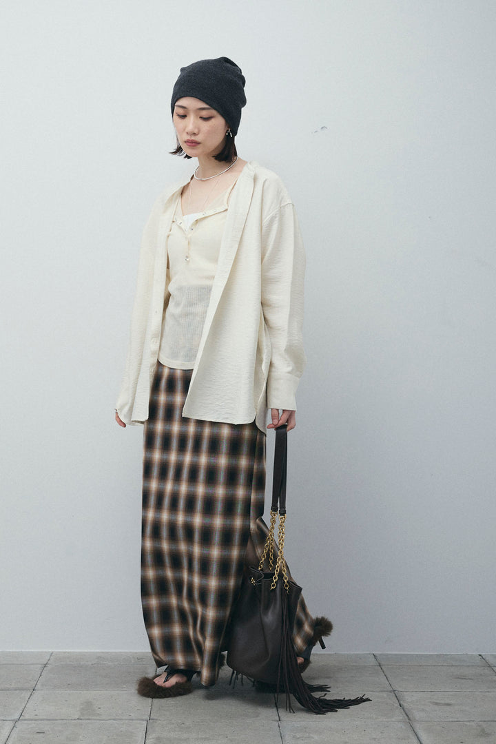 [予約/SET]シアーテレコヘンリーネックPO+ビンテージクロスシャツ+チェックストレートスカート(3set)