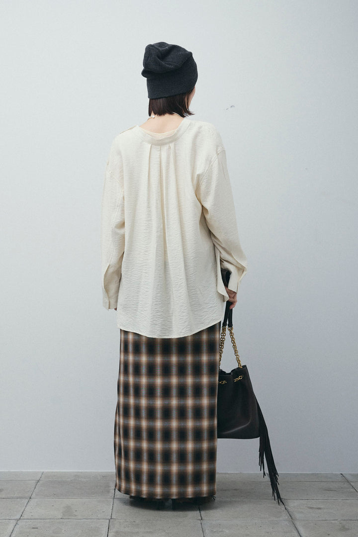 [予約/SET]シアーテレコヘンリーネックPO+ビンテージクロスシャツ+チェックストレートスカート(3set)