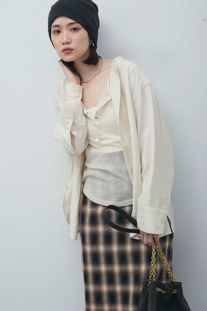 [予約/SET]シアーテレコヘンリーネックPO+ビンテージクロスシャツ+チェックストレートスカート(3set)