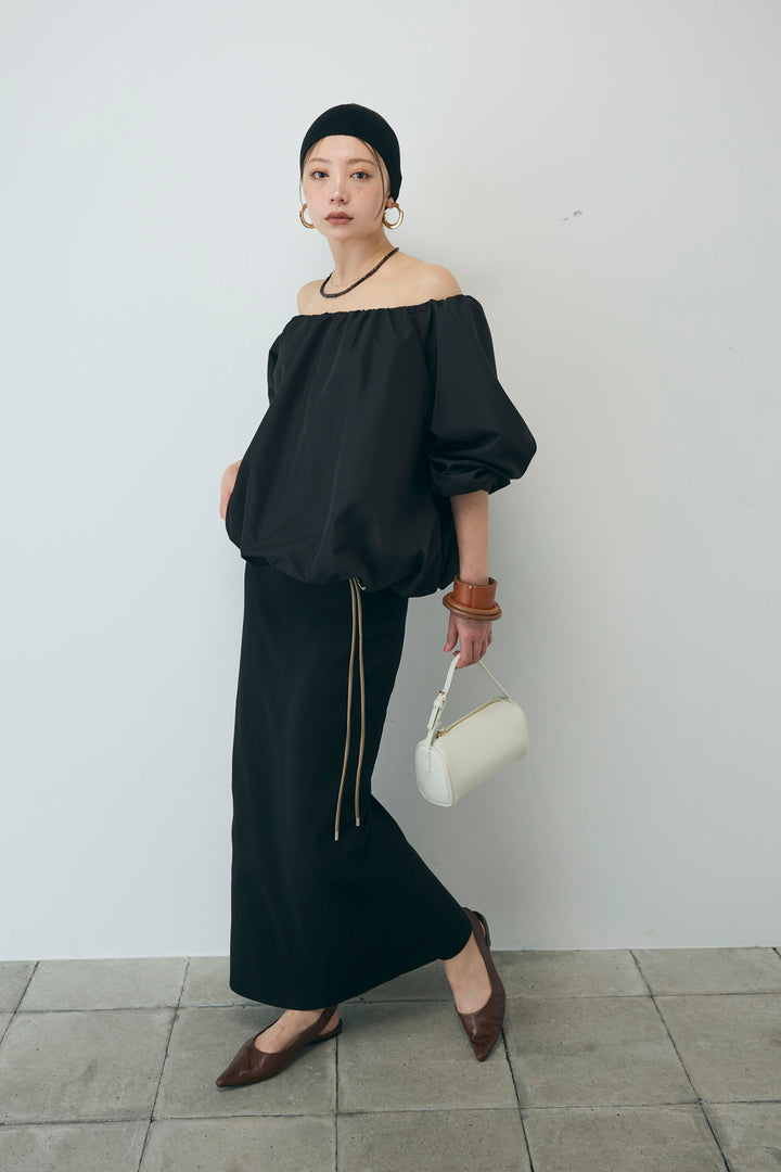 [予約/SET]オフショルバルーンブラウス+ダンボールニットスカート+スリットレギンス(3set)