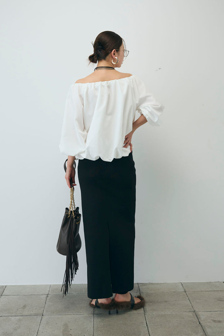 [予約/SET]オフショルバルーンブラウス+ダンボールニットスカート(2set)