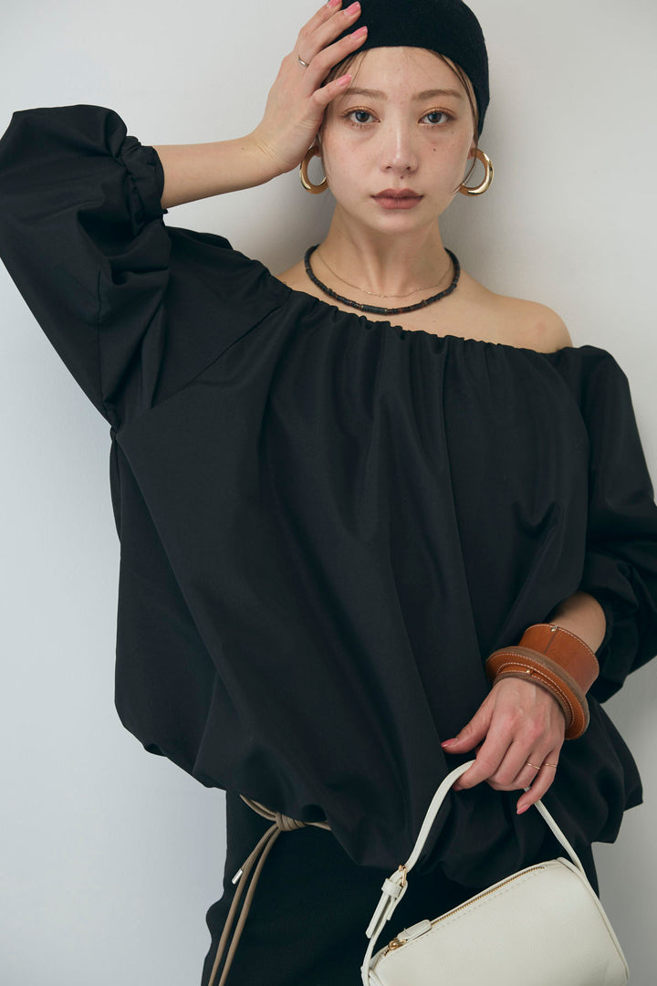 [予約/SET]オフショルバルーンブラウス+ダンボールニットスカート+スリットレギンス(3set)