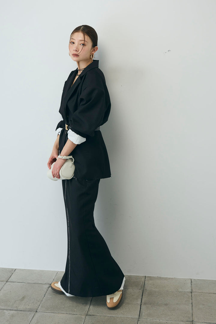 [予約/SET]ヘザーエステルテーラードジャケット+シアーテレコヘンリーネックPO+ヘザーエステルストレートスカート(3set)