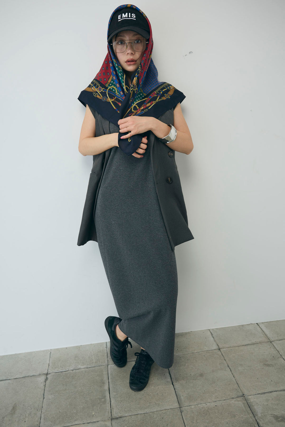 [予約/SET]カップ付きキャミOP+ヘザーエステルテーラードジレ(2set)