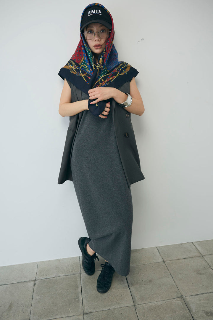 [予約/SET]カップ付きキャミOP+ヘザーエステルテーラードジレ(2set)