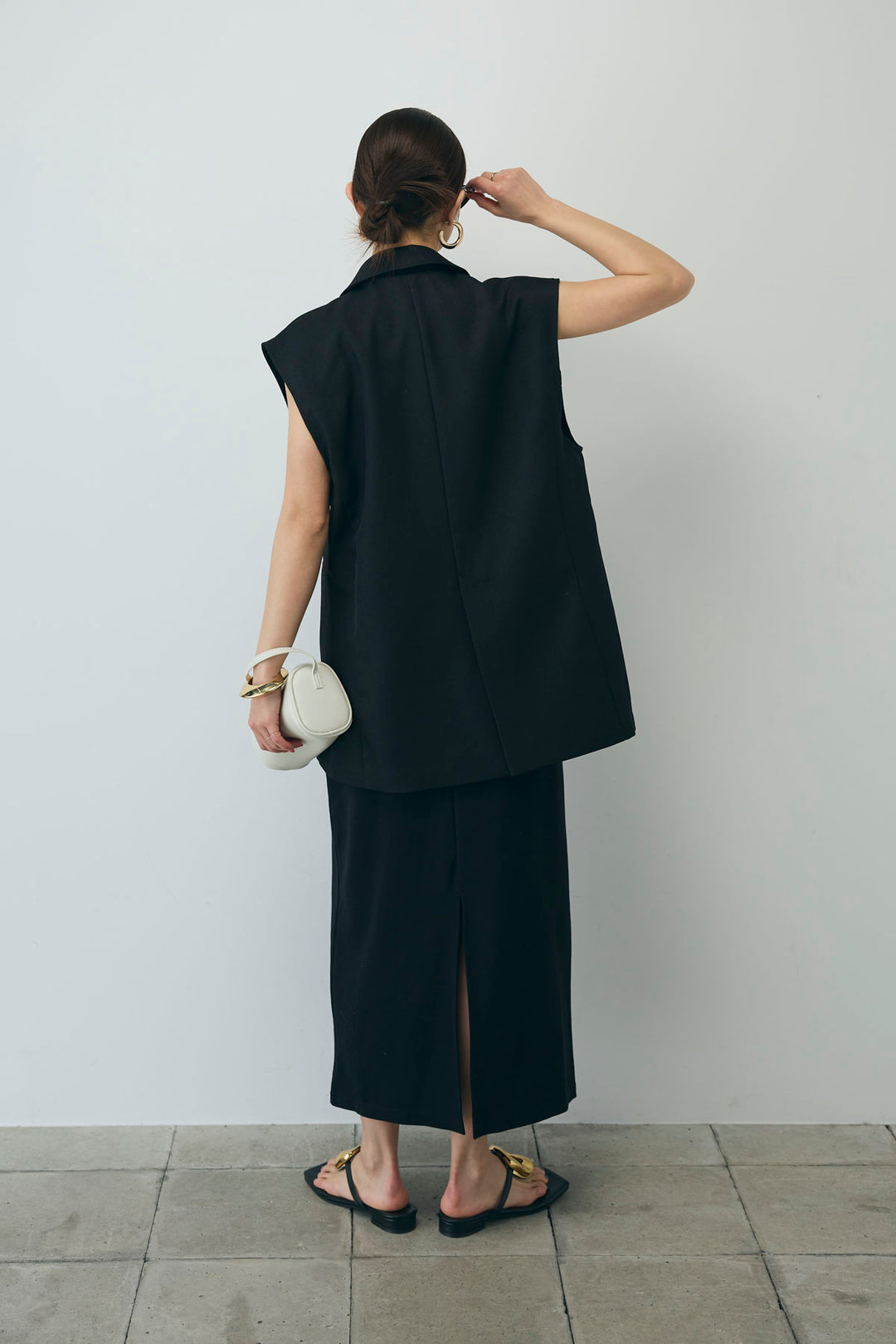 [予約/SET]カップ付きキャミOP+ヘザーエステルテーラードジレ(2set)