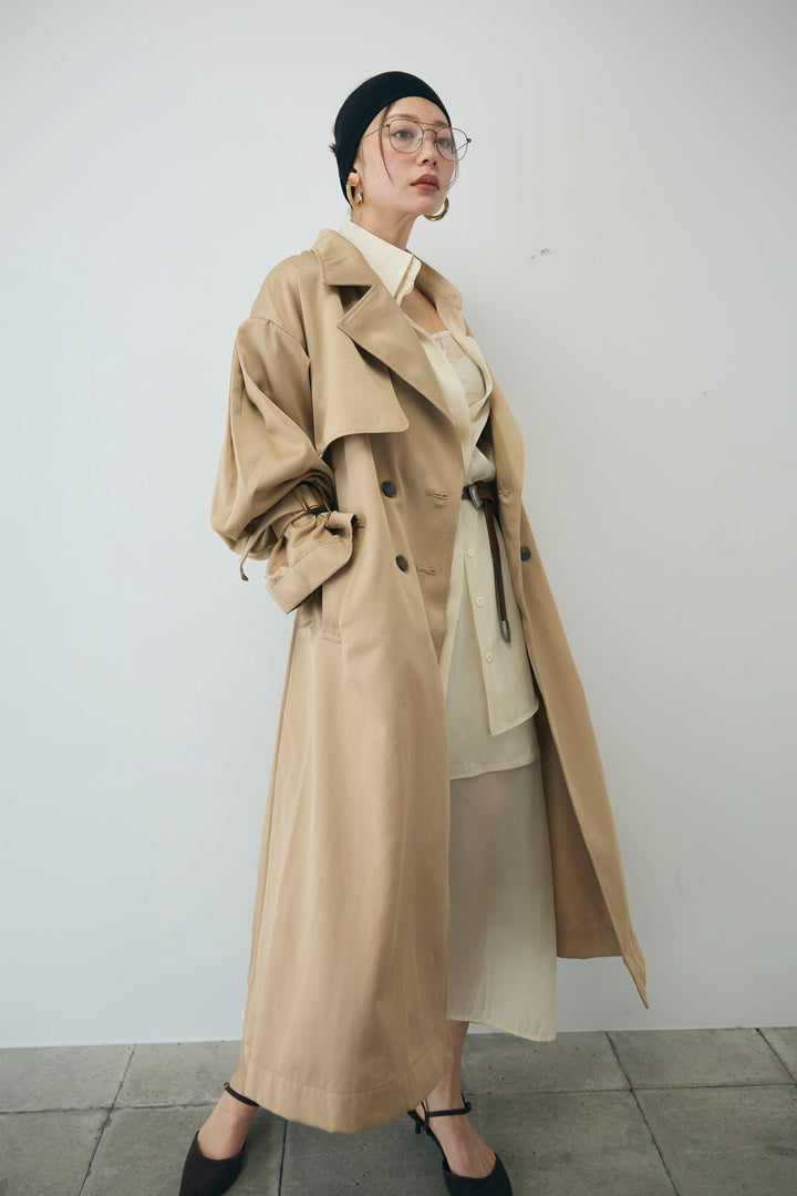 [予約/SET]ボリュームスリーブトレンチコート+シアーセットアップ(2set)