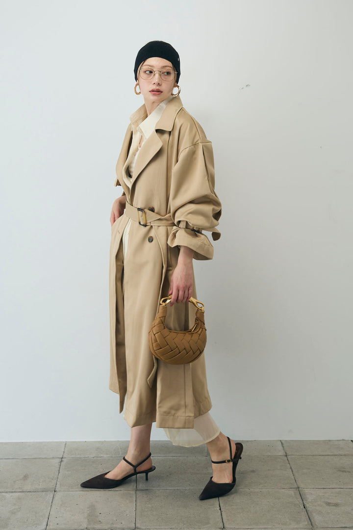 [予約/SET]ボリュームスリーブトレンチコート+シアーセットアップ(2set)