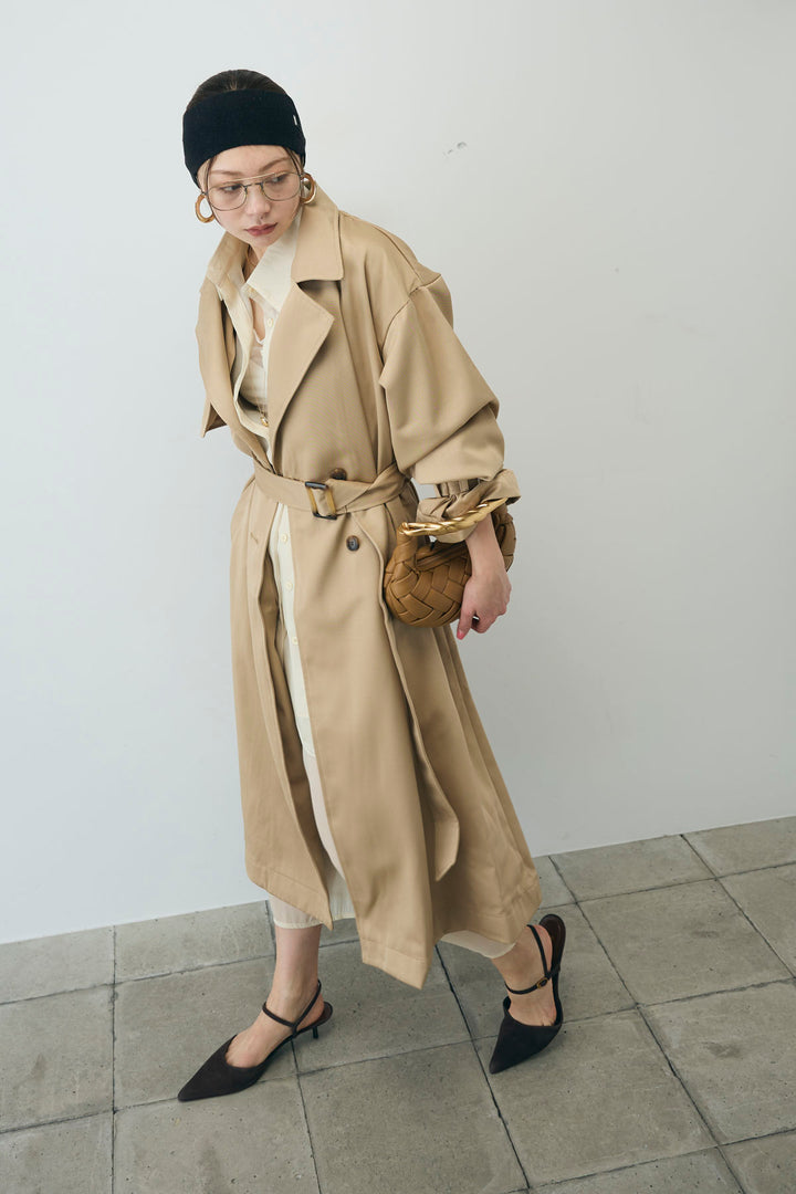 [予約/SET]ボリュームスリーブトレンチコート+シアーセットアップ(2set)