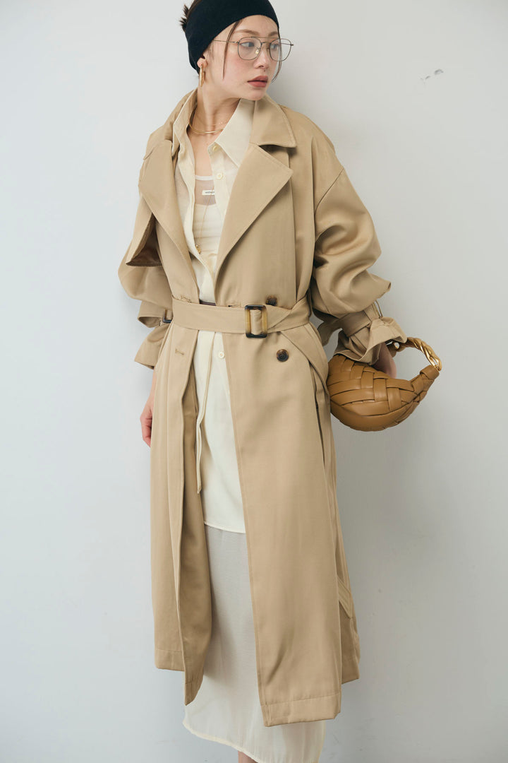 [予約/SET]ボリュームスリーブトレンチコート+シアーセットアップ(2set)