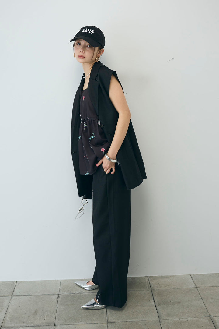 [予約/SET]ヘザーエステルテーラードジレ+ヘザーエステルカーブパンツ(2set)